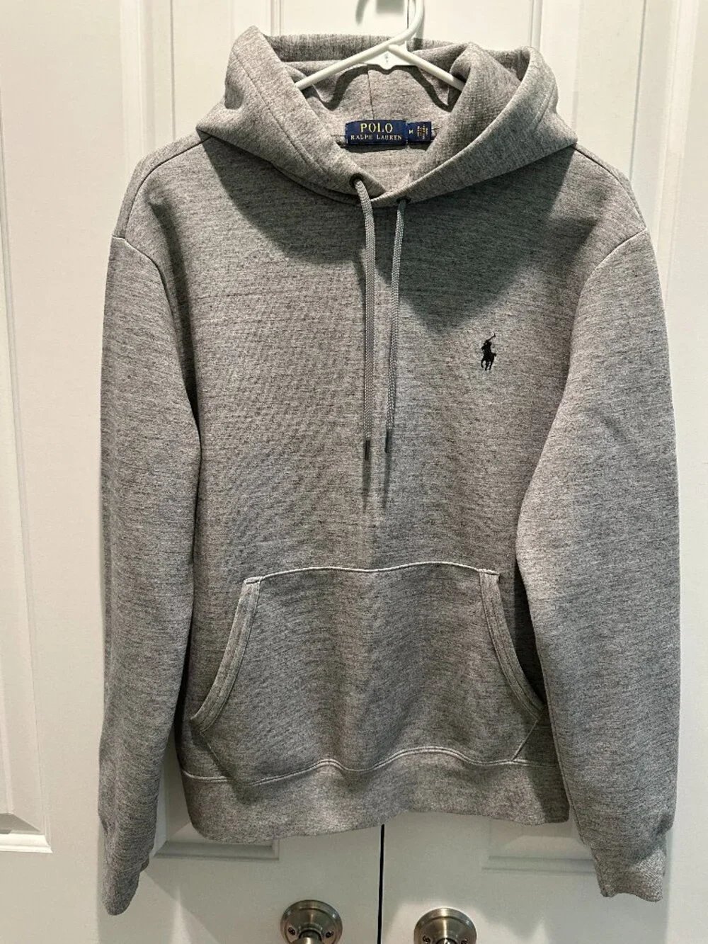 Polo Ralph Lauren Men's Heather Gray Fleece Pullover Hoodie M Black Pony Logo